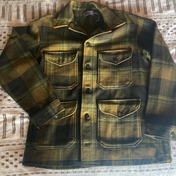 Pendleton Green and Brown Plaid Shirt Jacket - Picture 1 of 12